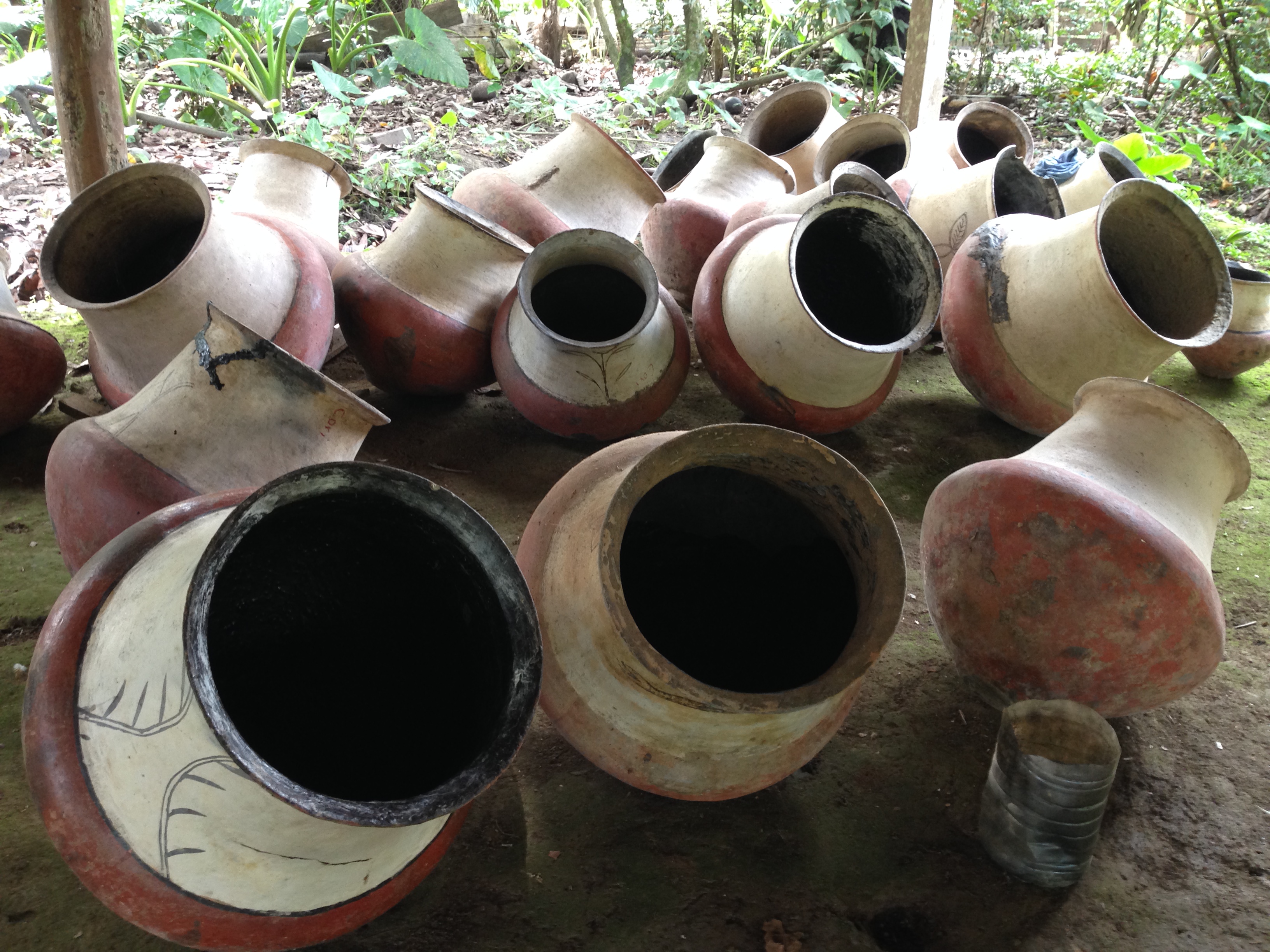 Collection of tinajas for storing aswa (chicha) 
